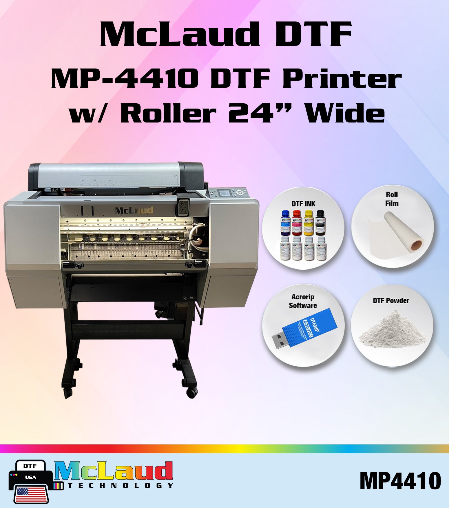 McLaud MP4410 DTF Printer , 44 Wide – Ready to Print Bundle Package, Free  Shipping in USA, Free Installation