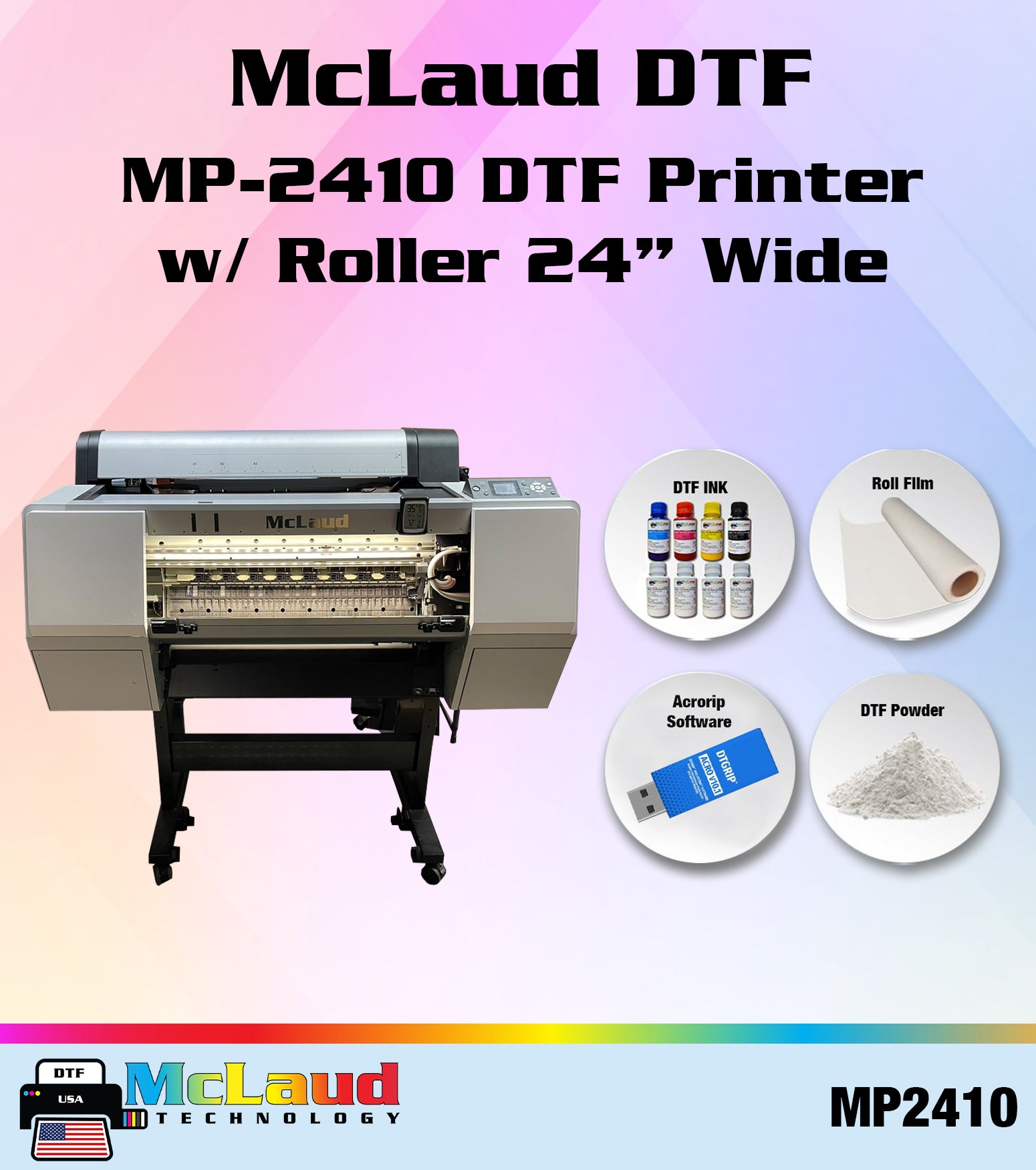 McLaud MP4408 DTF Printer , 44 Wide – Ready to Print Bundle Package, –  McLaud Technology